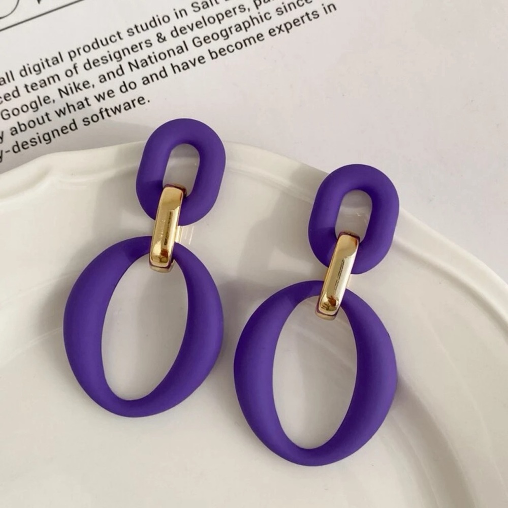 Purple Chain Link Earrings
